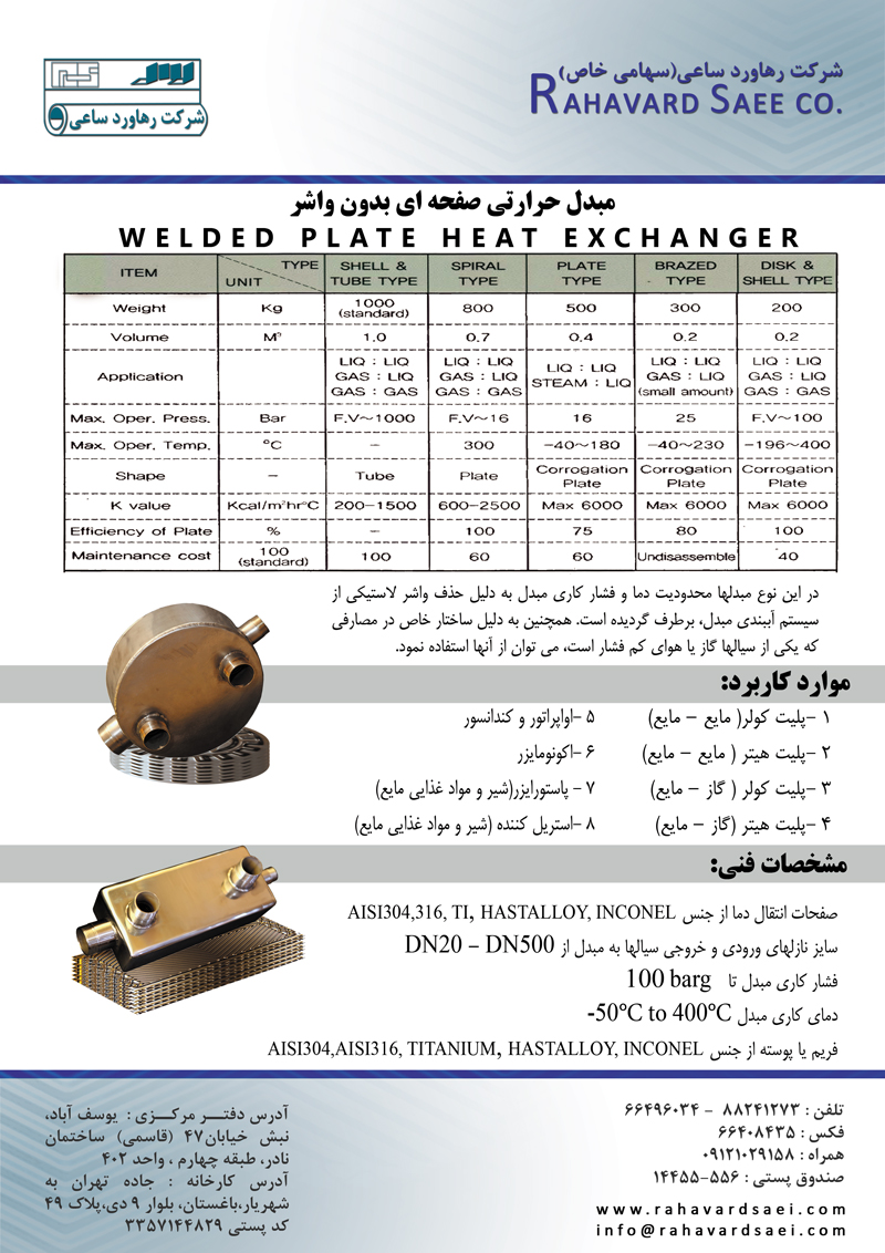 مبدل حرارتی صفحه ای جوشی-رهاورد ساعی